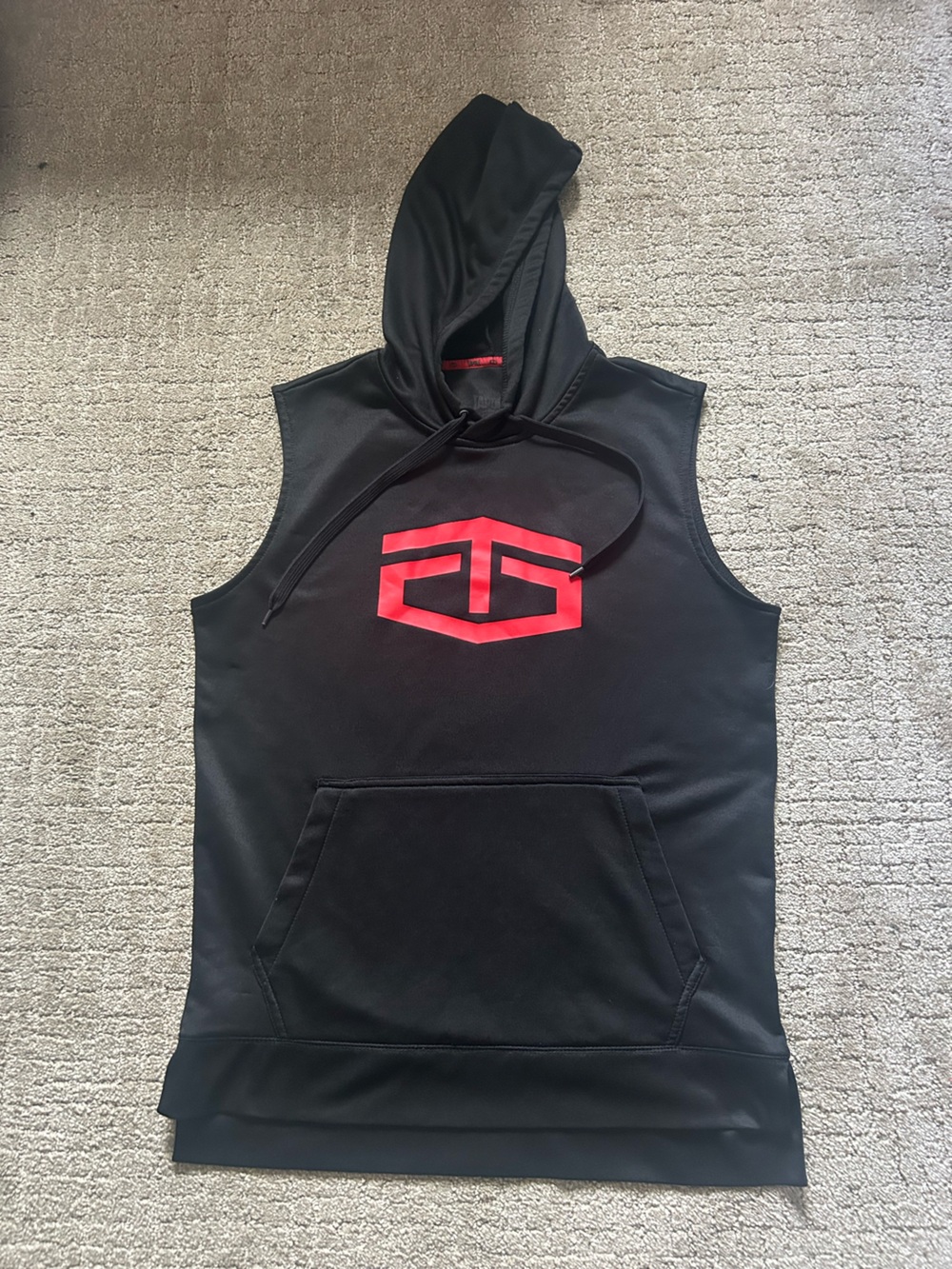 Tapout Black Sleeveless Hoodie with Red Tapout Logo